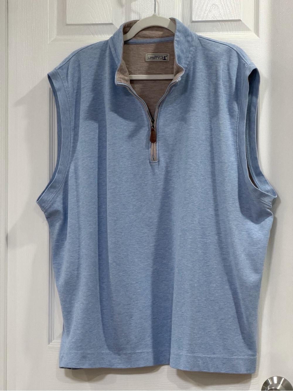 Westport Lifestyle Quarter-Zip Vest. Light Blue Melange